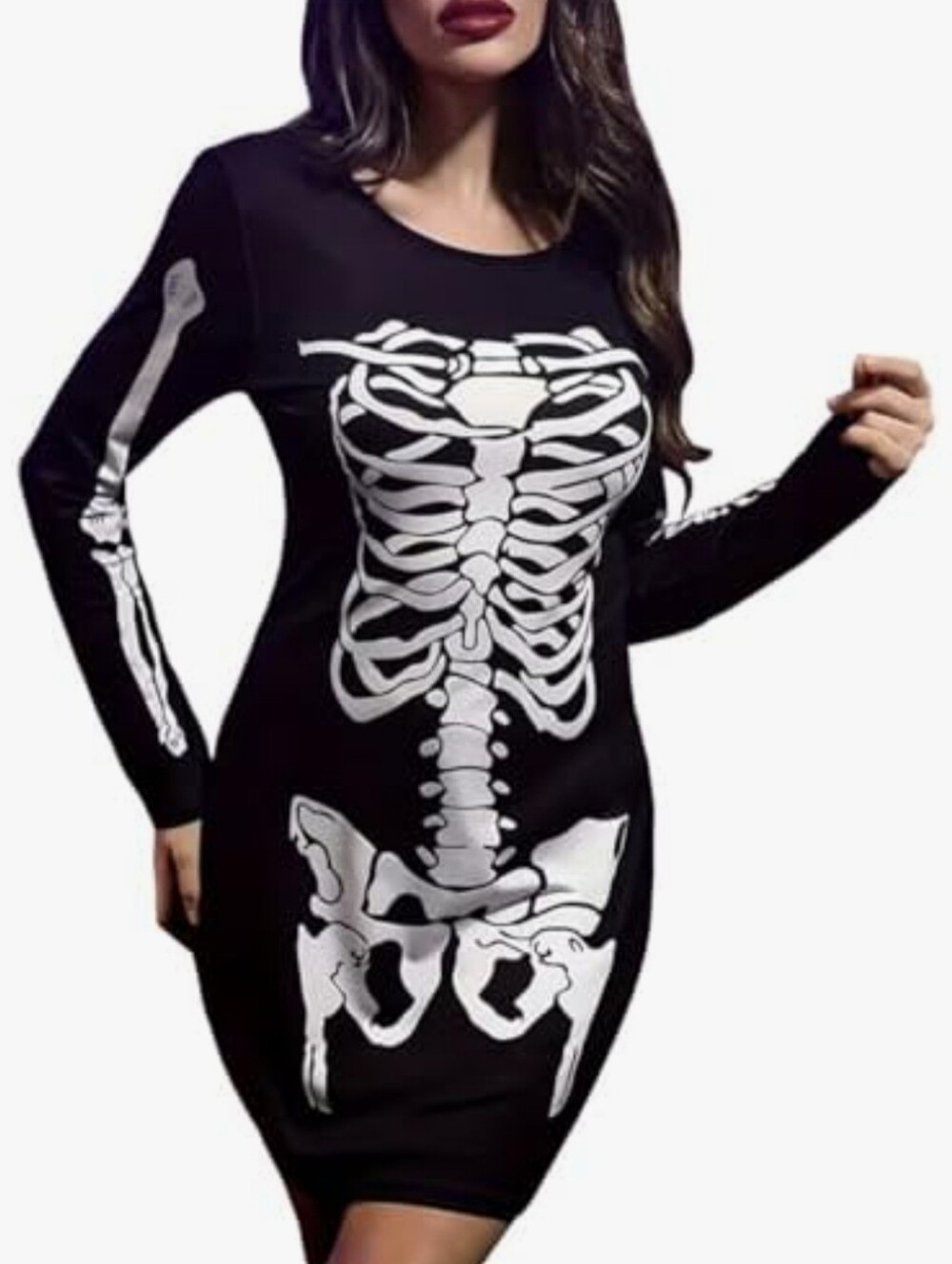 Halloween For Women Size L/XL Skeleton Party Dress Black & White  Costume